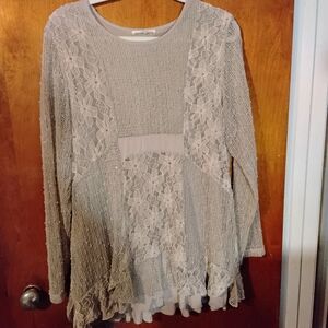 Indigo Soul Lace Knit Blouse - Cream